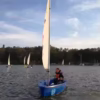 Small Optimist Student Sailboat with Outrigger - Image 2